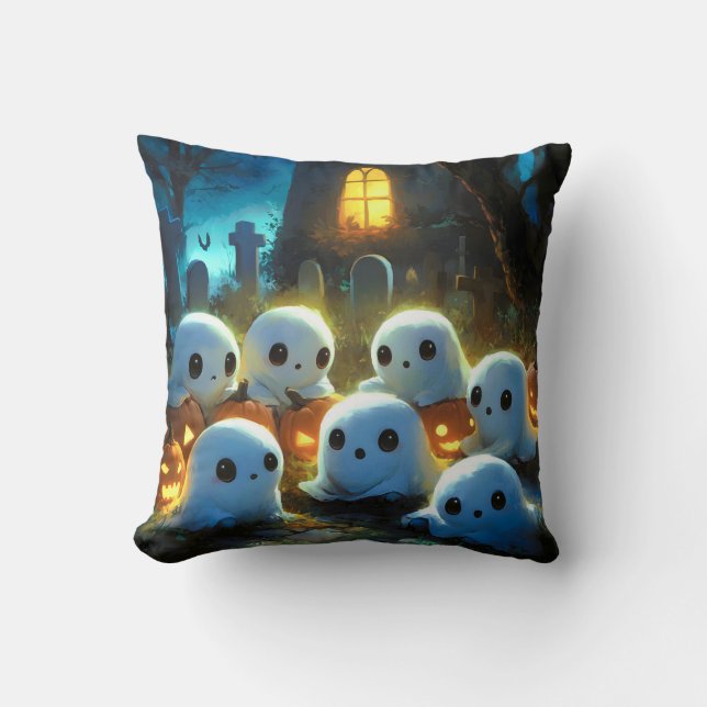 Spooky Night Friedhof Niedlich Halloween Ghost Kissen (Vorderseite)