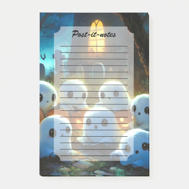 Spooky Night Friedhof Niedlich Halloween Ghost Post-it Klebezettel (Vorderseite)