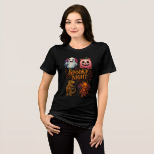 Spooky Night Halloween Character Collage Tri-Blend Shirt