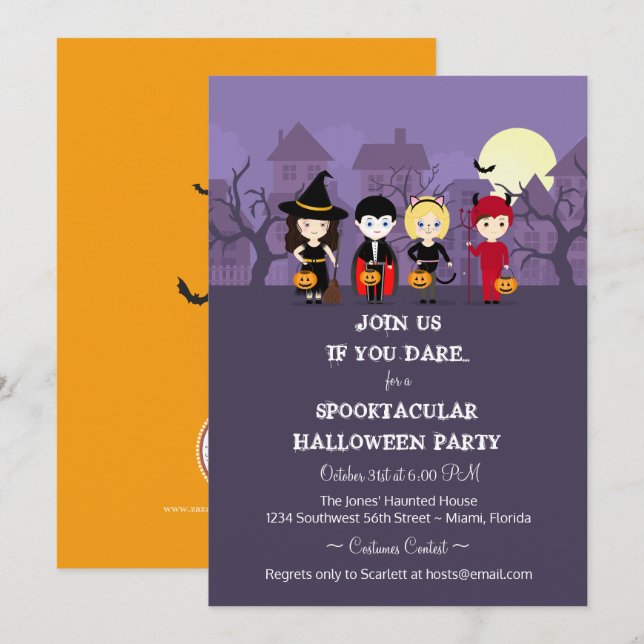 Spooky Night Halloween-Party Einladung (Vorne/Hinten)