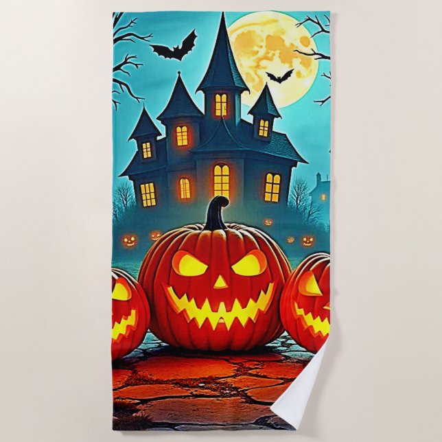  Spooky Night Haunted House Thrills Strandtuch (Vorderseite)