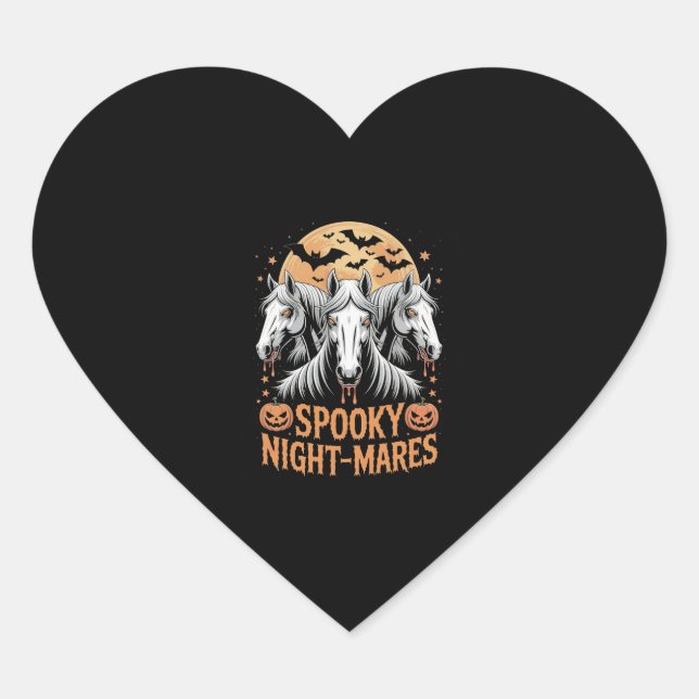 Spooky Night Mares Halloween Pferd Herz-Aufkleber (Vorderseite)