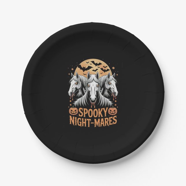Spooky Night Mares Halloween Pferd Pappteller (Vorderseite)
