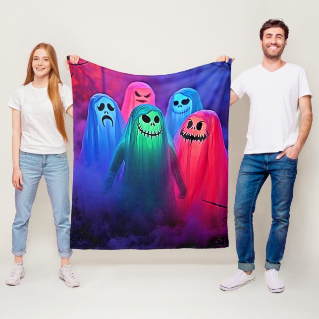 Spooky Night of Colorful Ghosts Design Fleecedecke (Beispiel)