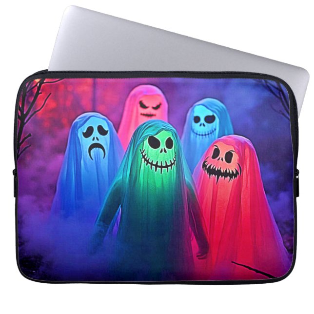 Spooky Night of Colorful Ghosts Design Laptopschutzhülle (Vorderseite)
