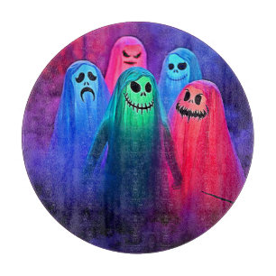 Spooky Night of Colorful Ghosts Design Schneidebrett