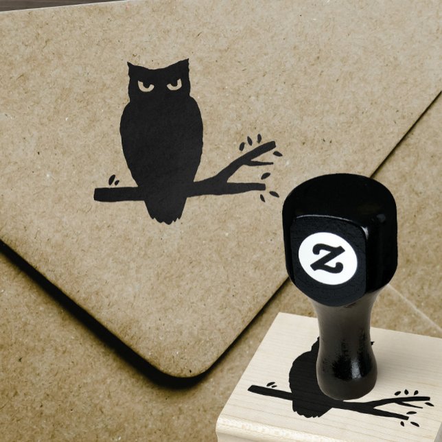 Spooky Night Owl Silhouette Gummistempel (Von Creator hochgeladen)