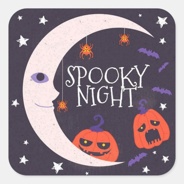 Spooky Night Quadratischer Aufkleber (Vorderseite)