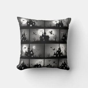 Spooky Night Spuk House Halloween Pattern Throw Kissen