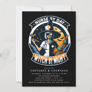 Spooky Nurse by Day Hexe by Night Halloween Einladung
