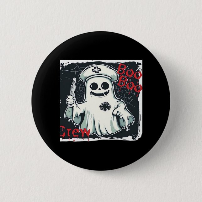 Spooky Nurse Ghost Haunted Hospital Crew Ghostly N Button (Vorderseite)