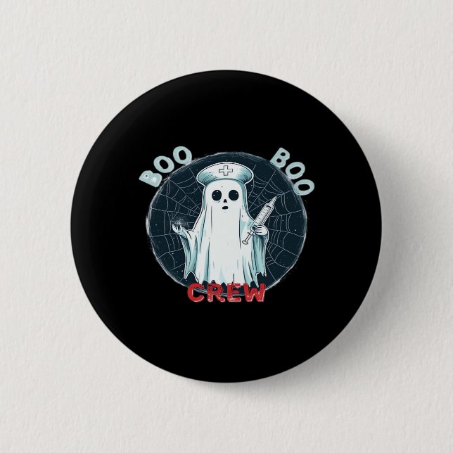 Spooky Nurse Ghost Haunted Hospital Crew Ghostly N Button (Vorderseite)