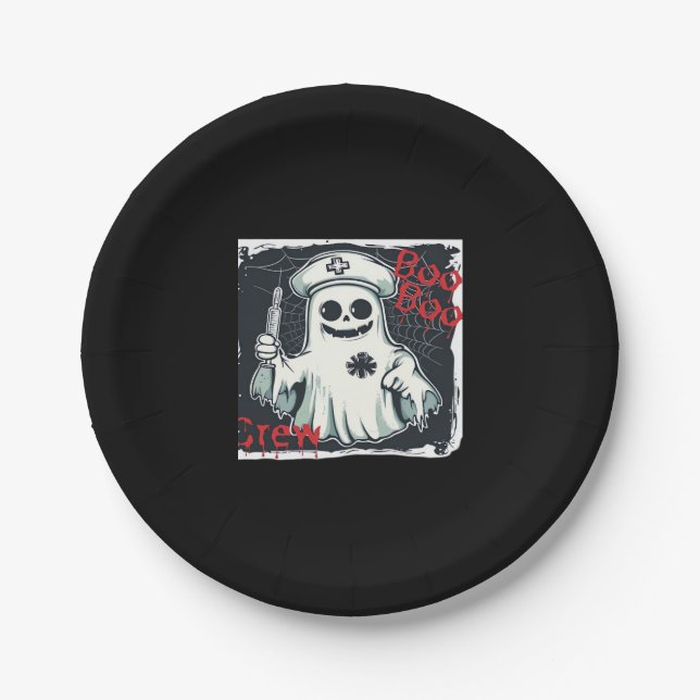Spooky Nurse Ghost Haunted Hospital Crew Ghostly N Pappteller (Vorderseite)