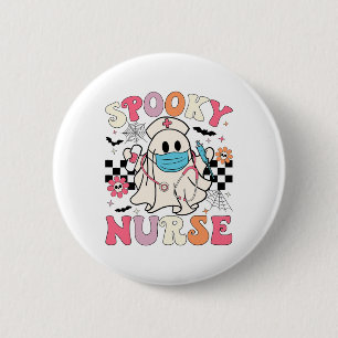Spooky Nurse Halloween Ghost Niedlich Nursing Hall Button