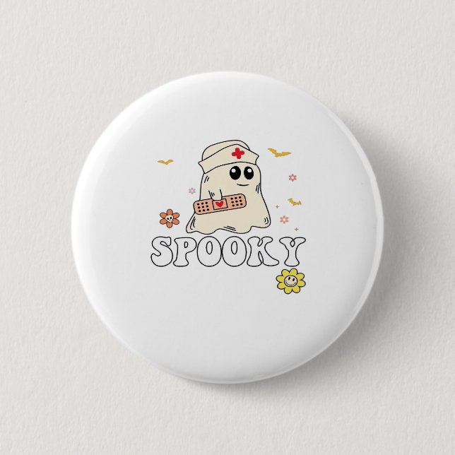 Spooky Nurse Practitioner Cute Halloween Classic T Button (Vorderseite)