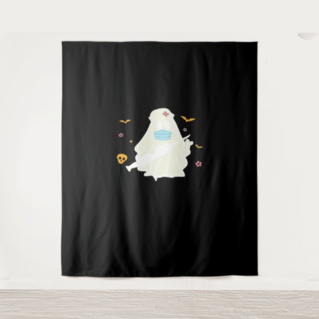 Spooky Nurse Practitioner Niedlich Halloween Overs Wandteppich (Vorderseite)