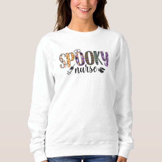 Spooky Nurse Verschlussspritze Crosse Orange lila Sweatshirt (Vorderseite)