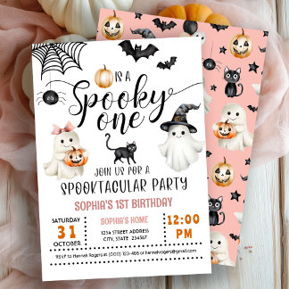 Spooky ONE 1. Geburtstag Geister Pink Einladung