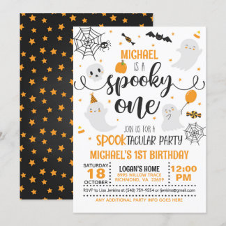 Spooky One Birthday Einladung - Blk & Orange