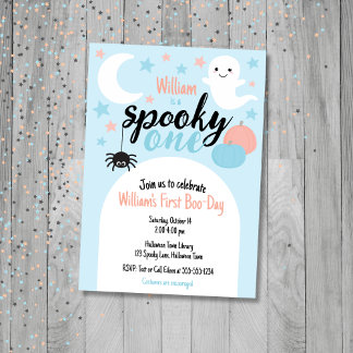 Spooky One Blue First Birthday Einladung