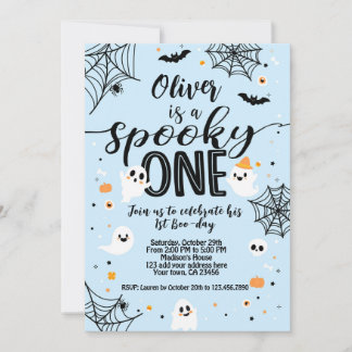 Spooky One Blue Ghost Halloween Einladung