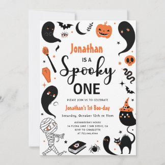 Spooky One Boy Halloween 1. Geburtstag Einladung