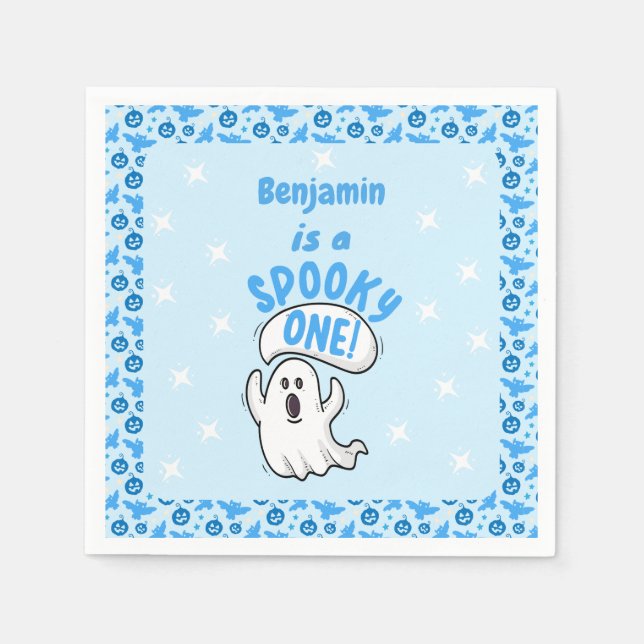 Spooky One Cute Funny Halloween Ghost 1st Birthday Serviette (Vorderseite)