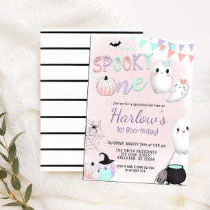 Spooky One Ghost Pastel Halloween 1. Geburtstag Einladung