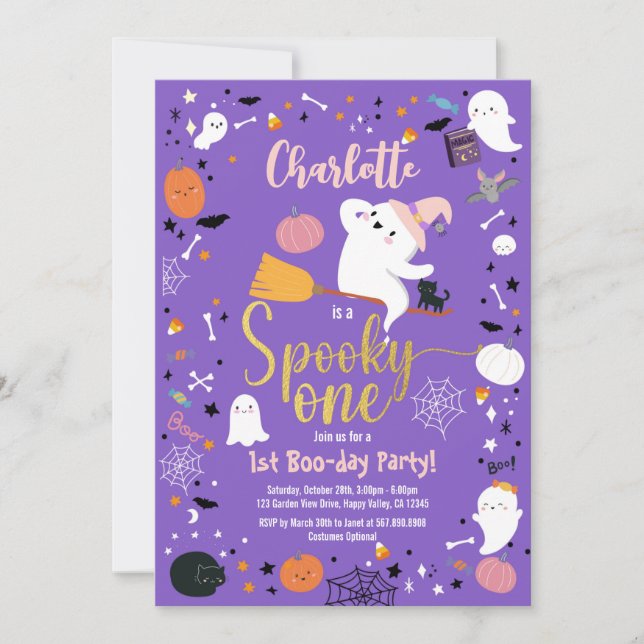 Spooky One Girl Birthday Halloween-Party (Vorderseite)