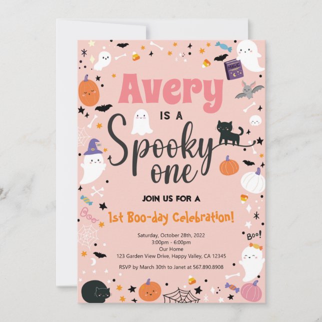Spooky One Girl Birthday Halloween-Party (Vorderseite)