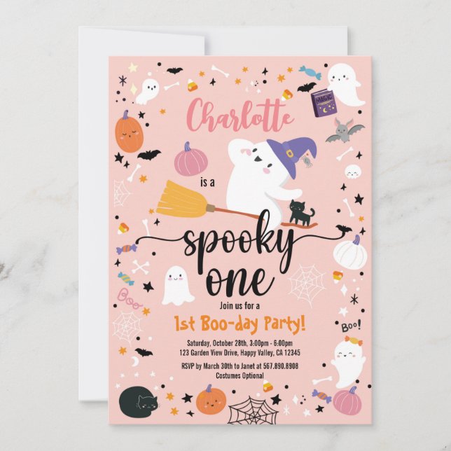 Spooky One Girl Birthday Halloween-Party (Vorderseite)