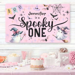 Spooky One Girl Niedlich Ghost Halloween 1. Geburt Banner