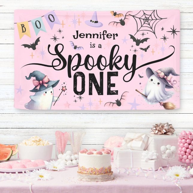 Spooky One Girl Niedlich Ghost Halloween 1. Geburt Banner (Von Creator hochgeladen)