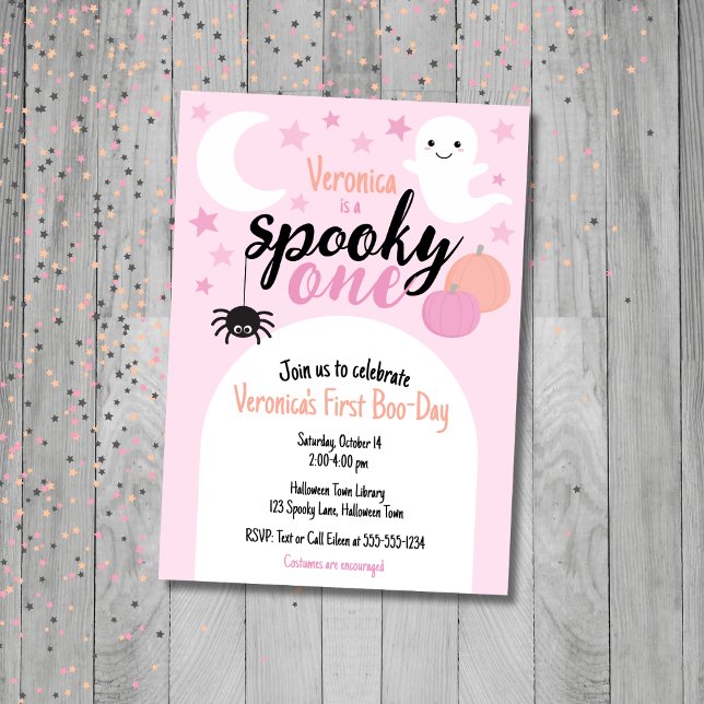 Spooky One Girl zum ersten Geburtstag Einladung (Spooky One First Birthday Invitation)