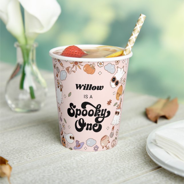 Spooky One Groovy Halloween 1. Geburtstag Pappbecher (In Situ)