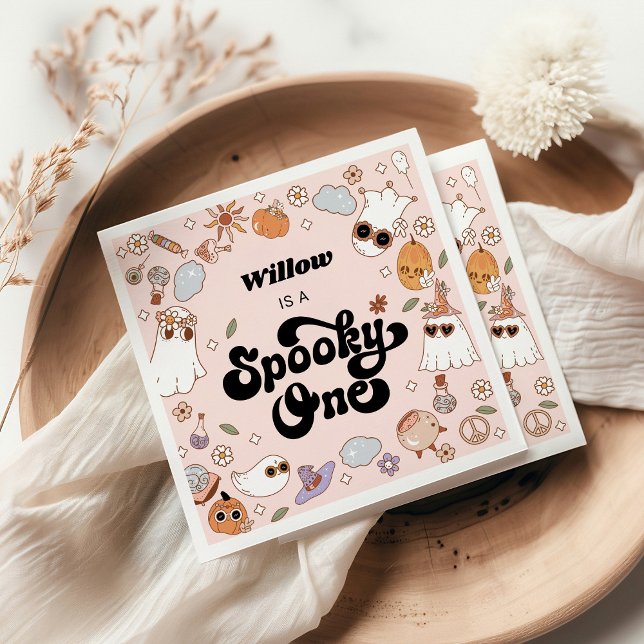 Spooky One Groovy Halloween 1. Geburtstag Serviette (Von Creator hochgeladen)