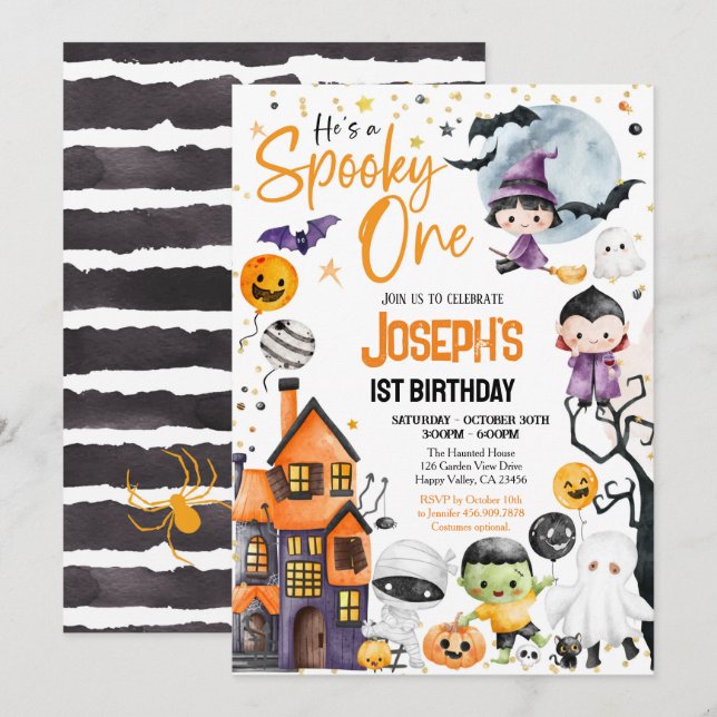Spooky One Halloween 1. Geburtstag Kostüm Party Einladung (Vorne/Hinten)