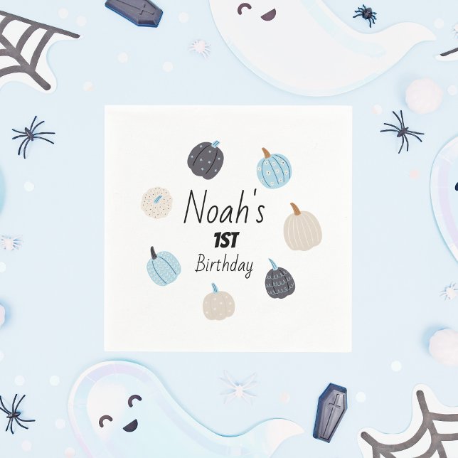 Spooky One | Halloween BDay Napkins | Blue Pumpkin Serviette (Von Creator hochgeladen)