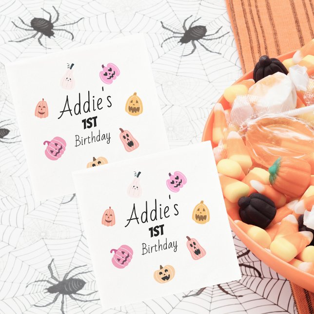 Spooky One | Halloween BDay Napkins | Pink Pumpkin Serviette (Von Creator hochgeladen)
