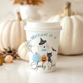 Spooky One Halloween Birthday Blue Boo Pappbecher