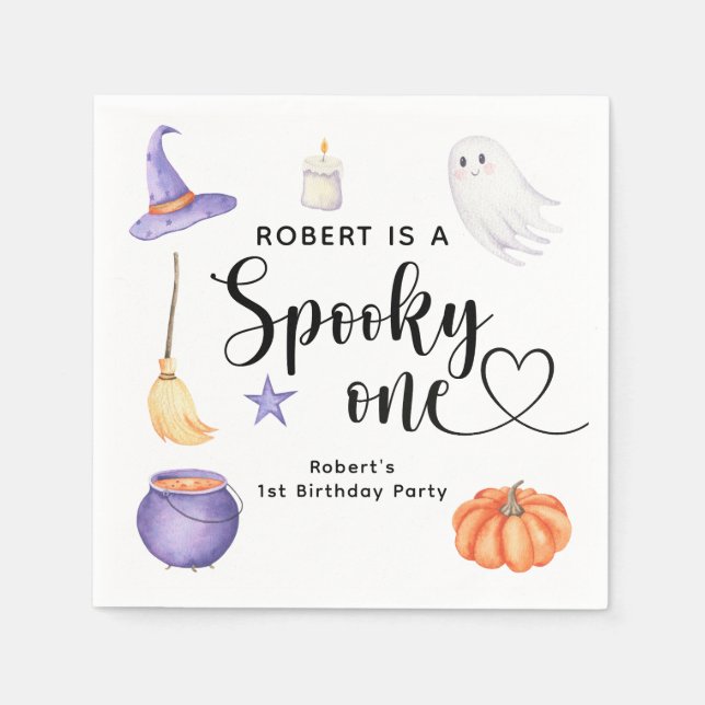 Spooky One Halloween Erste Geburtstagsparty Serviette (Vorderseite)