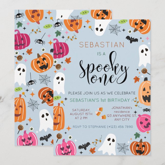 Spooky One Halloween Geburtstag Einladung (Vorne/Hinten)