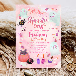 Spooky One Halloween Ghost 1. Geburtstag Einladung