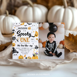 Spooky One Halloween Ghost Geburtstags-Foto Einladung