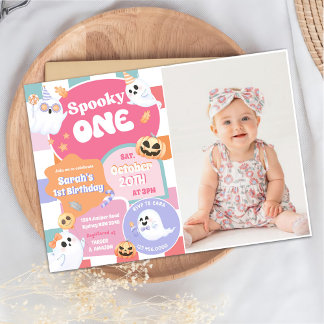 Spooky One Halloween Groovy 1. Geburtstag Party Einladung