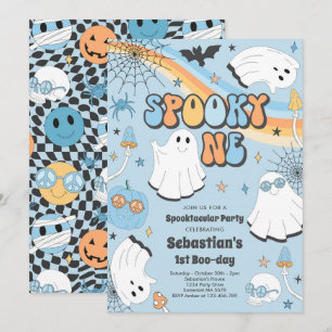 Spooky One Halloween Groovy Ghost 1. Geburtstag In Einladung