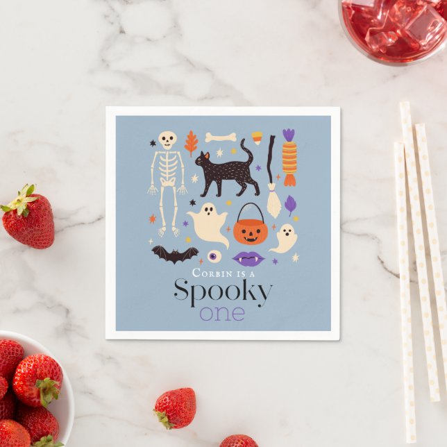 Spooky One Halloween Motifs Blue 1. Geburtstag Serviette (Beispiel)