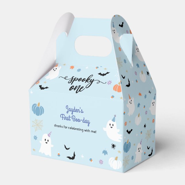 Spooky One Halloween Niedlich Blue Ghost 1. Geburt Geschenkschachtel (Vorderseite)
