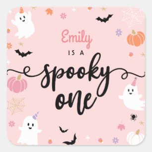 Spooky One Halloween Niedlich Ghost 1. Geburtstag  Quadratischer Aufkleber