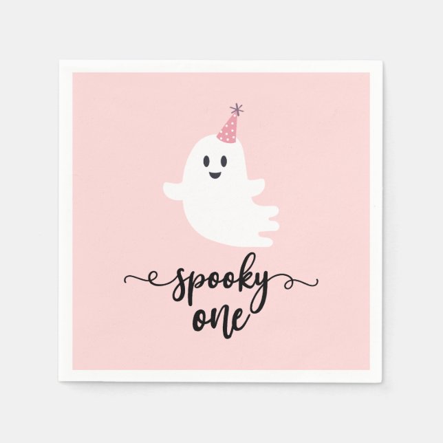 Spooky One Halloween Niedlich Ghost 1. Geburtstag Serviette (Vorderseite)